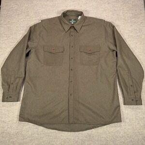 Schnees Rifleman Flannel Shirt Mens XL Tall Brown Leather Trim Buttom Up Hunting